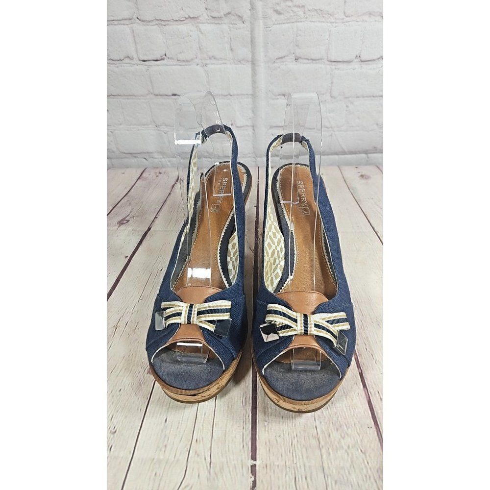 Sperry Open-Toe Cork Wedge Slingback Sandals Women's Size 8.5 - Picture 5 of 9
